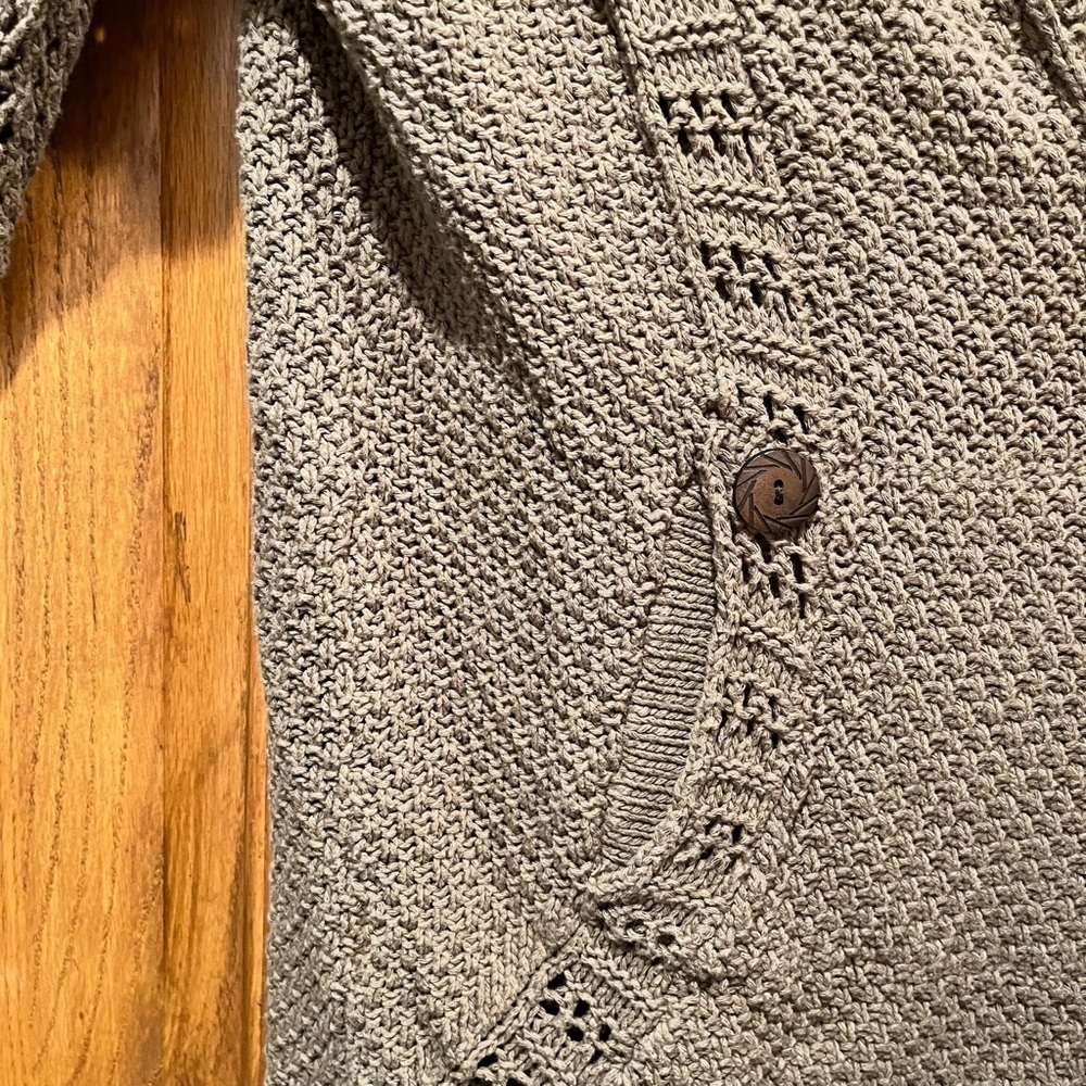 Angel Of The North Mossy Green Loose Knit Cotton Blend Cardigan - size XS - Picture 3 of 12